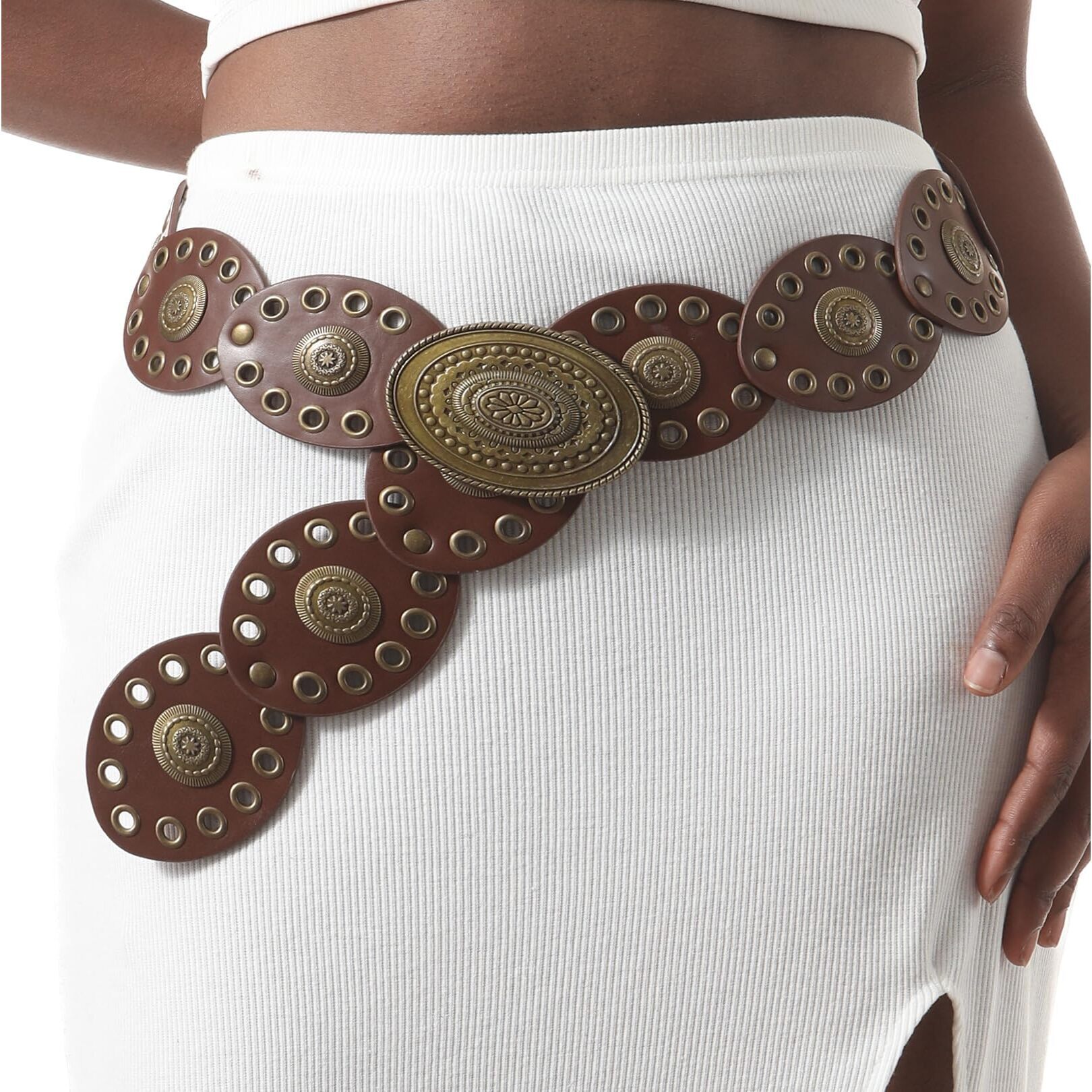 6588 Western Belts For Women Vintage Leather Belts Boho Waist Belts Concho